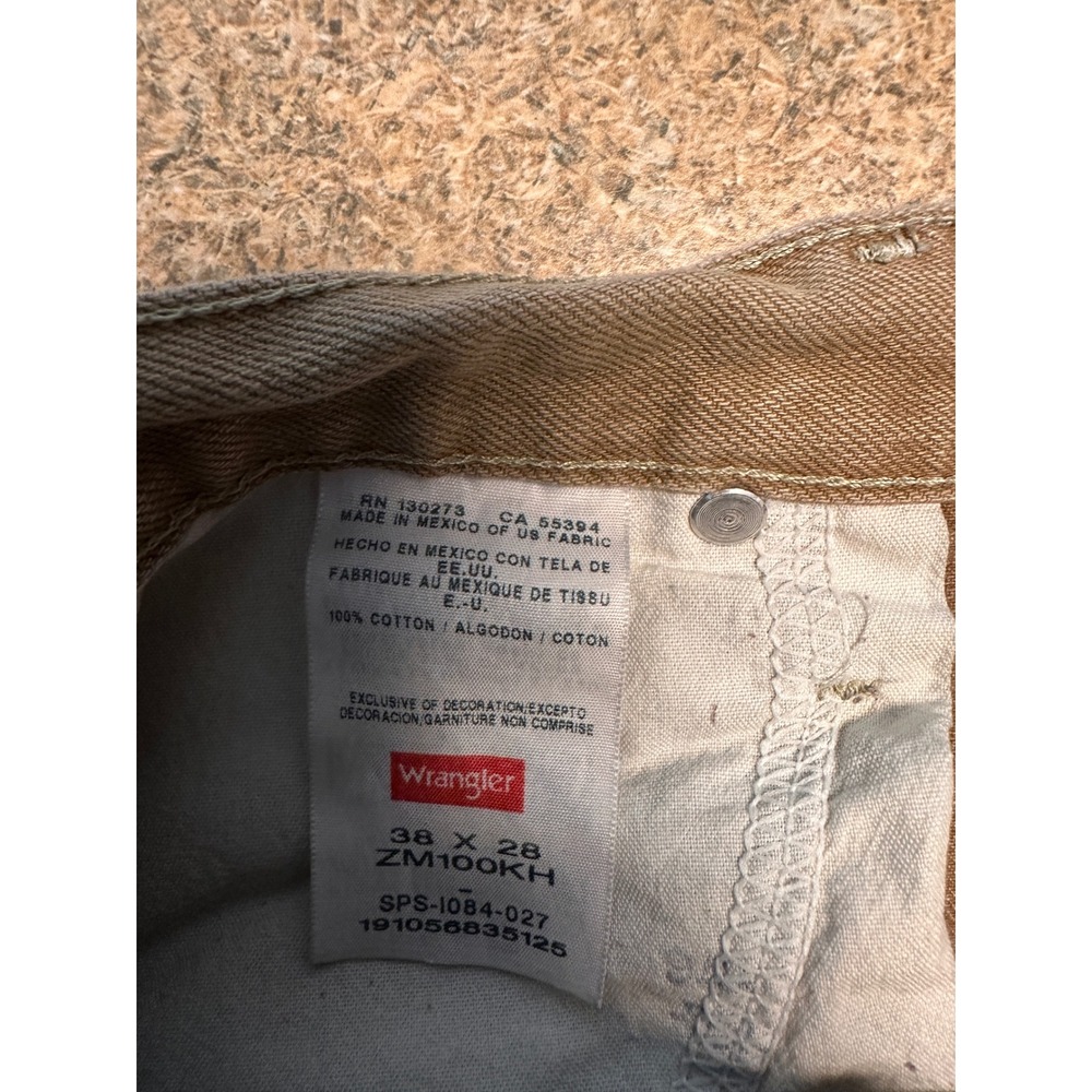 Wrangler Authentics Men Straight Leg Jeans 38x28 Tan 100% Cotton High Rise Denim - Picture 7 of 8